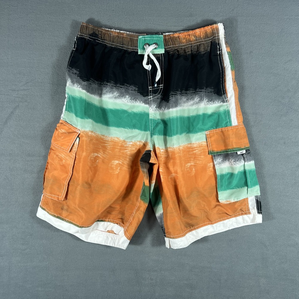 Banana Split U.S.A. Men's Swim Trunks Board Shorts‎ Size L Orange Green Black